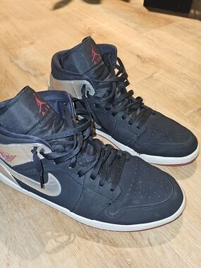 Jordan Mid-Top Sneakers in Black and Metallic Silver
